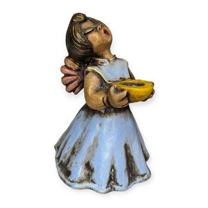 Vintage Ceramic Bozner Engle Thun Singing Angel Blue Candleholder #1